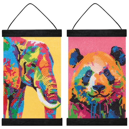Michaels, 5" x 7" Elephant & Panda Diamond Art Kit with Wooden Frames by Make Market® – Category: Diamond Painting Kits